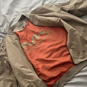 Michael Kors Tan Bomber Jacket with Orange Lining